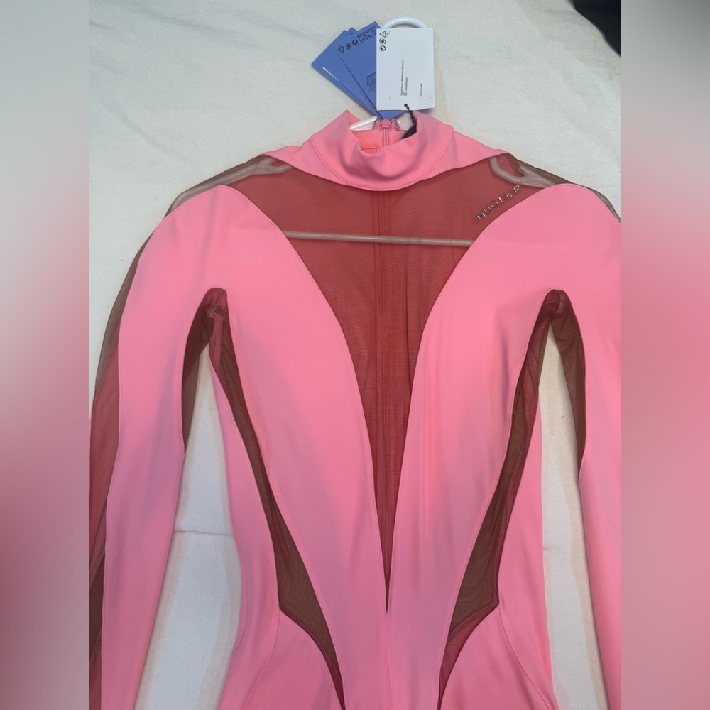 Mugler Mock Neck Mini Dress